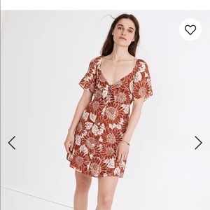 NWT Silk Tie-Front Mini Dress in Sunflower Season size 6